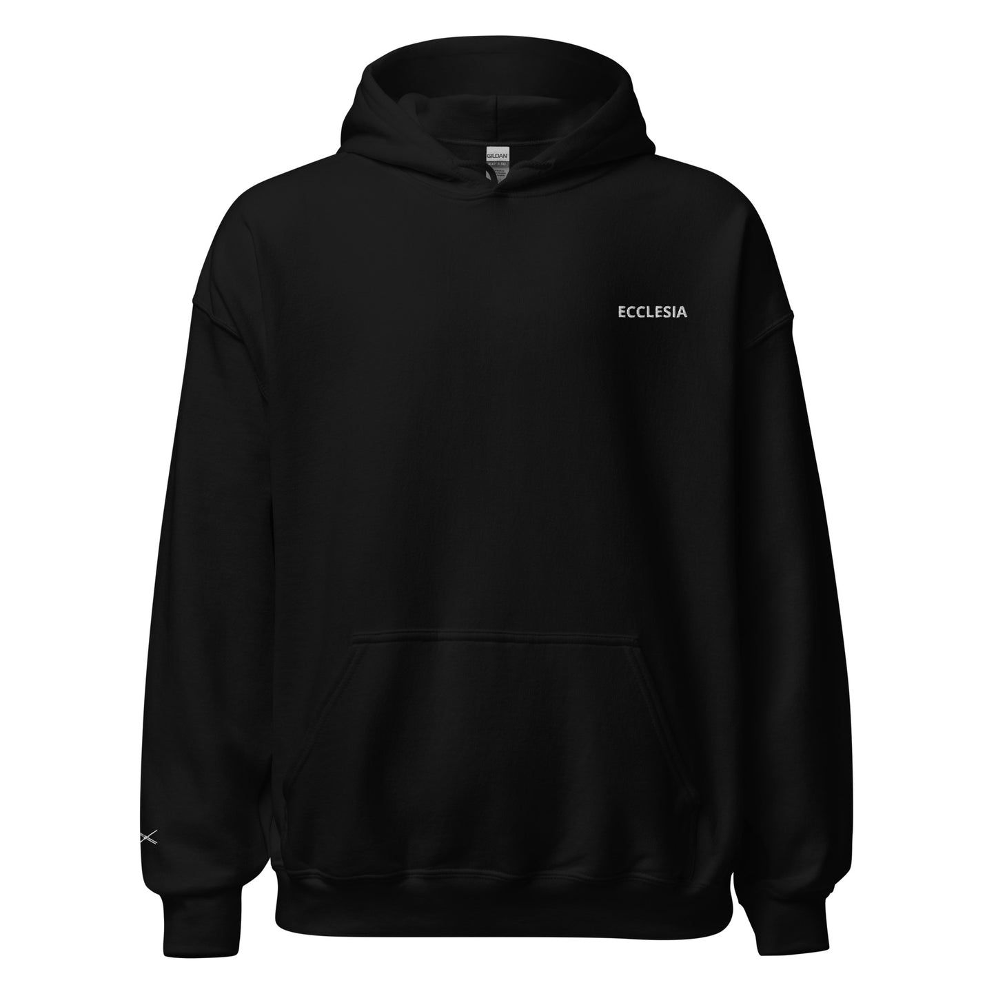 Sweat à capuche noir unisexe brodé ECCLESIA
