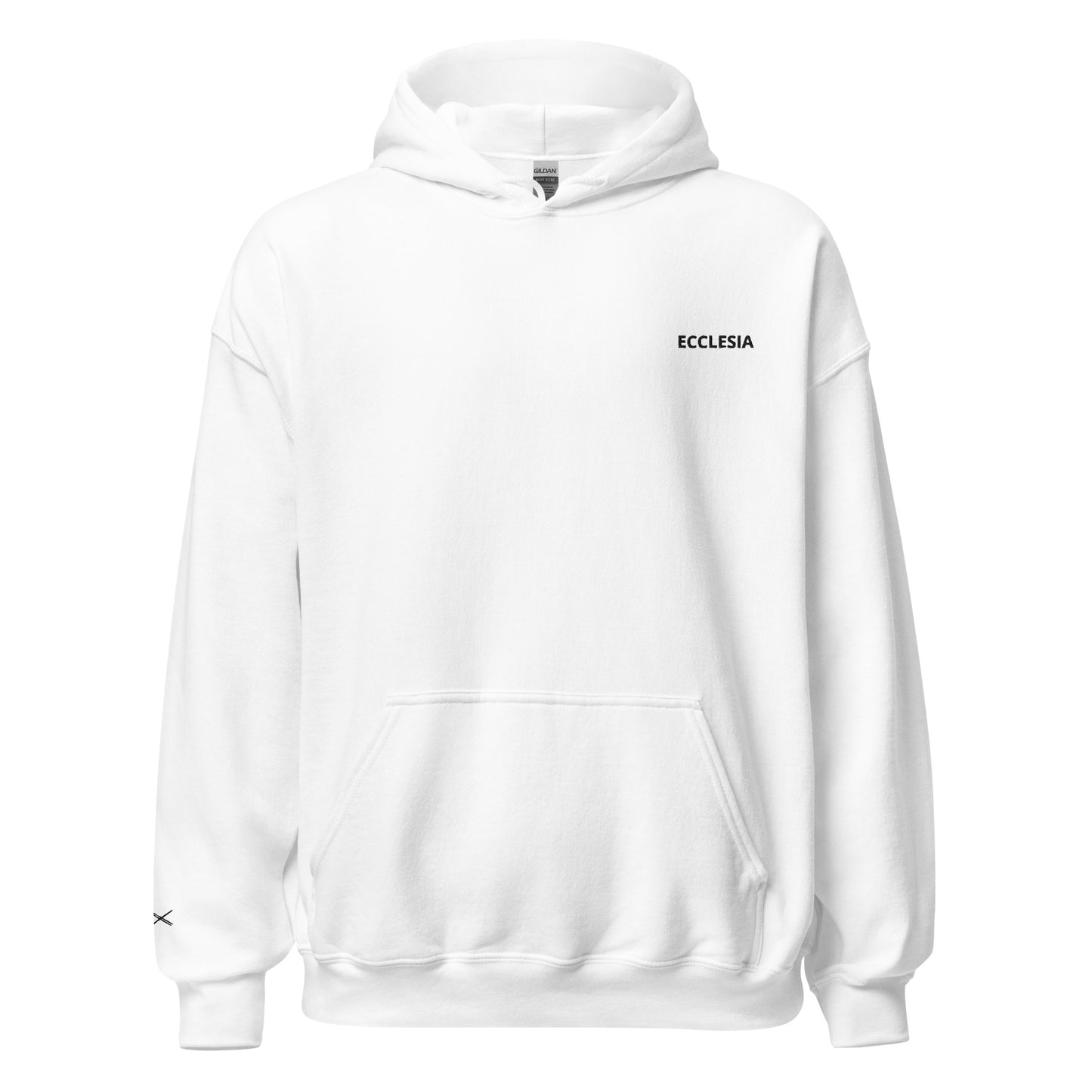 Sweat à capuche blanc unisexe brodé ECCLESIA