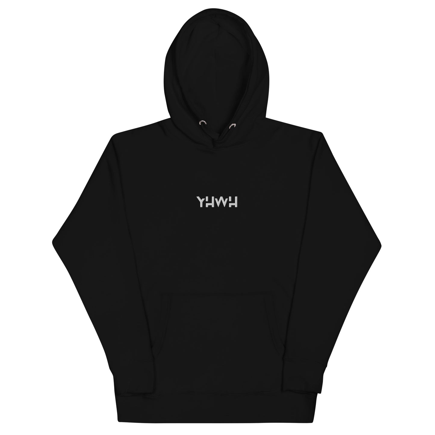 Sweat à capuche noir unisexe brodé YHWH