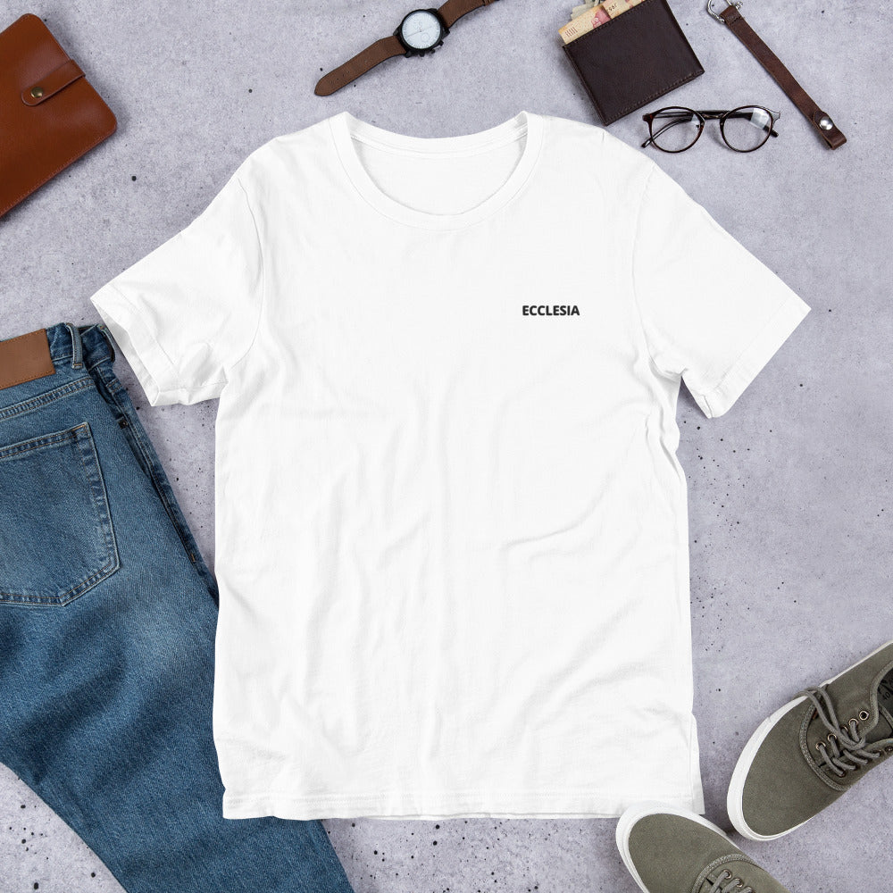 T-shirt blanc 100% coton unisexe brodé ECCLESIA