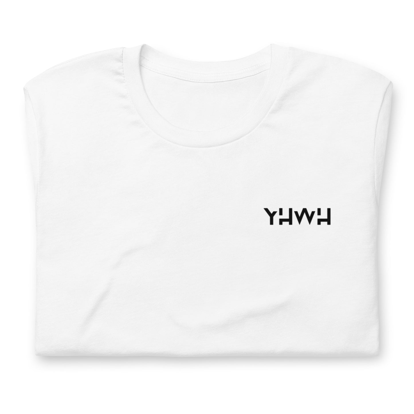 T-shirt blanc 100 % coton unisexe brodé YHWH