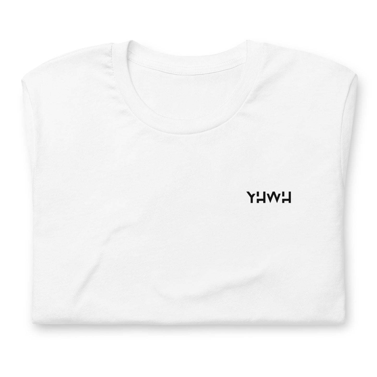T-shirt blanc 100 % coton unisexe brodé YHWH